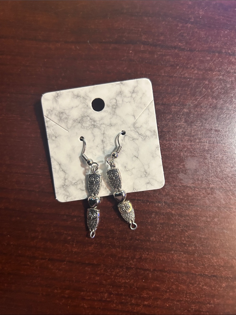Silver Owl Dangle Earrings